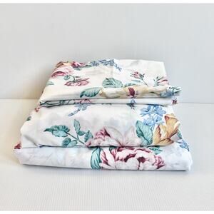 Vintage Wamsutta Queen Floral Rose Sheet Set Fitted Flat & 1 Standard PillowCase
